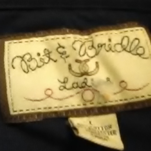 Bit & Bridal Navy Cotton Knit Top Size L - Picture 4 of 5